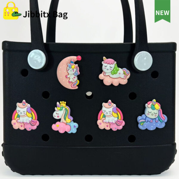 Rainbow Unicorn 16mm button Bag Charms (Set of 5)