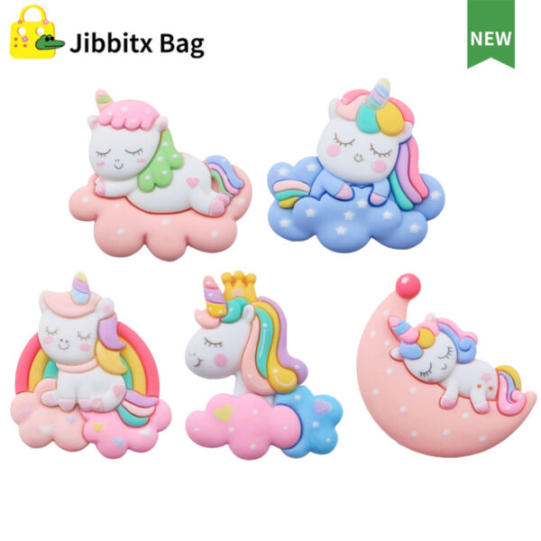 five cartoon rainbow horse bogg bag charms